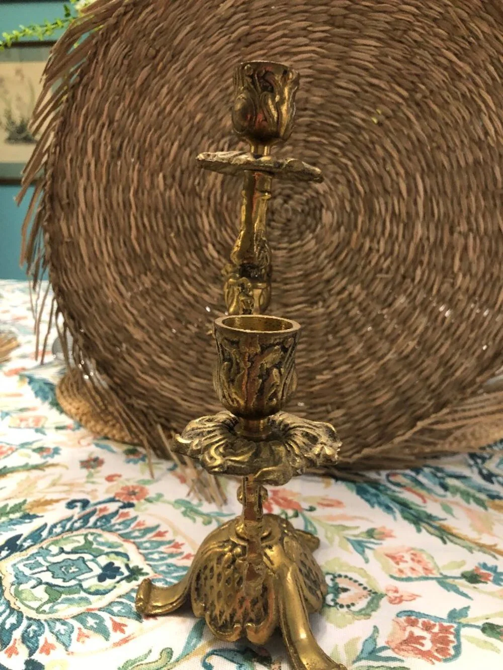 2 Vintage Brass 3 candle candlelabra